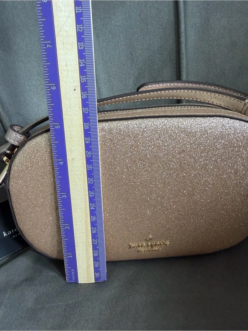 kate spade Glitter Crossbody in Gold and Tan Strap